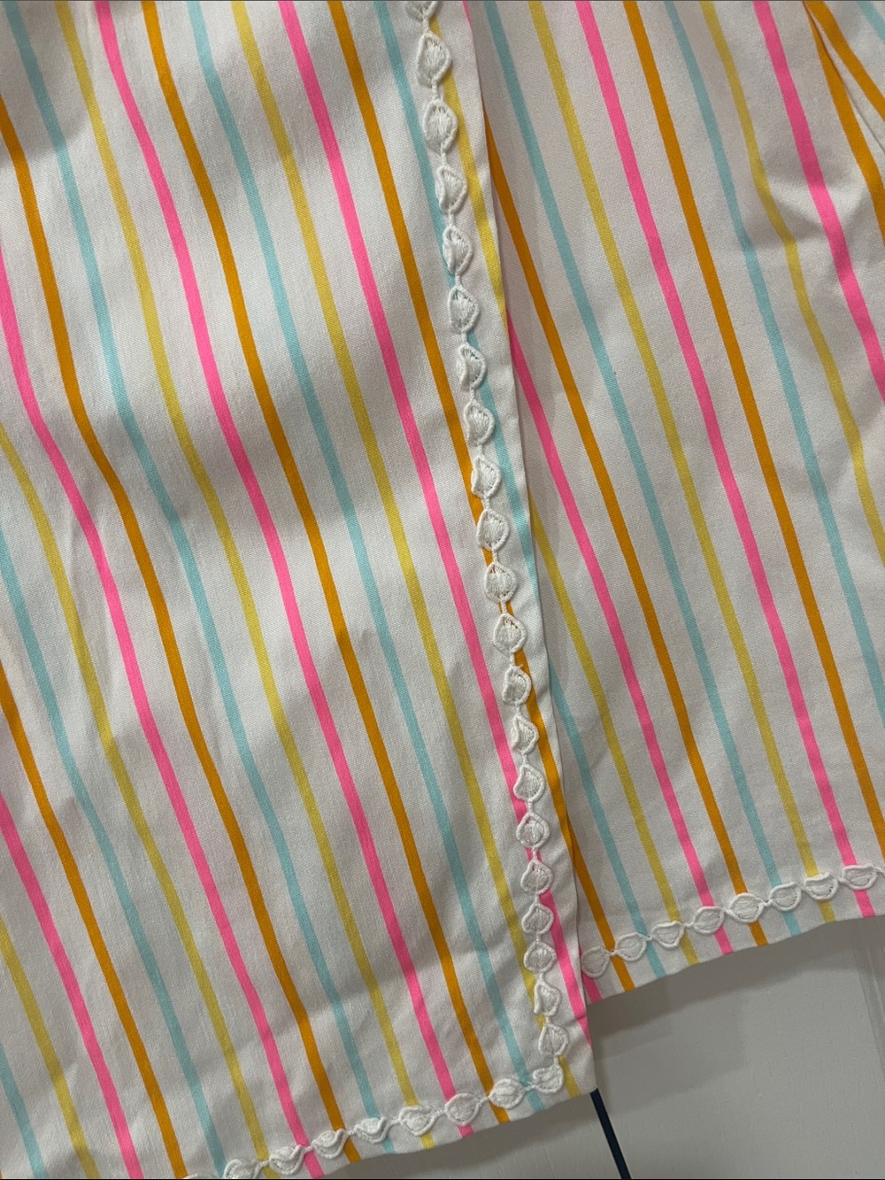 crown & ivy White Mini Skirt with Shorts underneath.Pink, Yellow & Blue Stripes - Picture 6 of 8